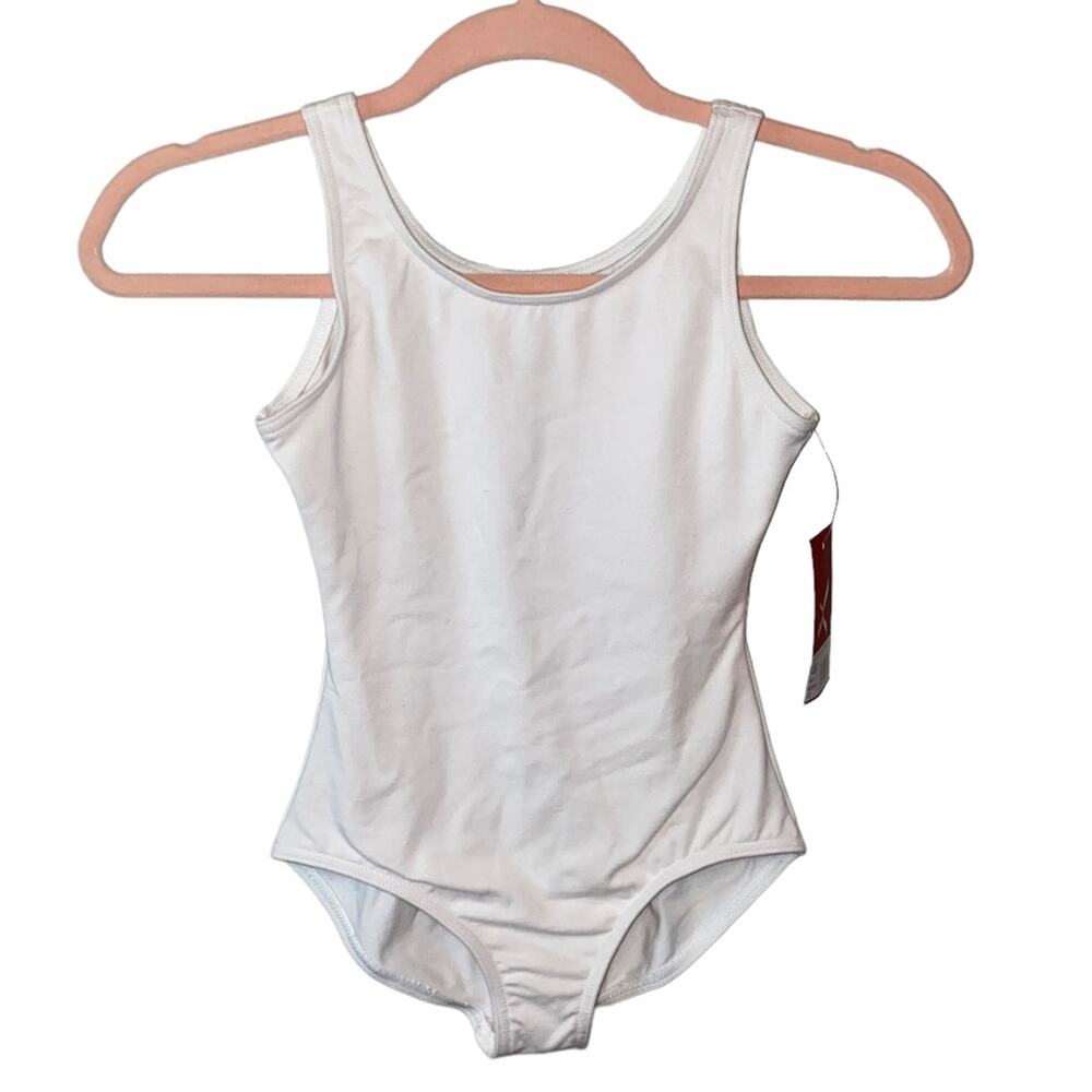 NWT Capezio White Tank Leotard Ballet Legline Child Medium Dance Ballet‎